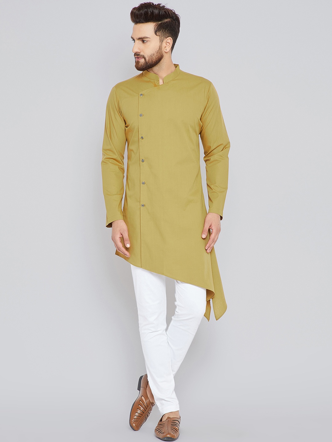 

See Designs Men Khaki Solid Straight Kurta