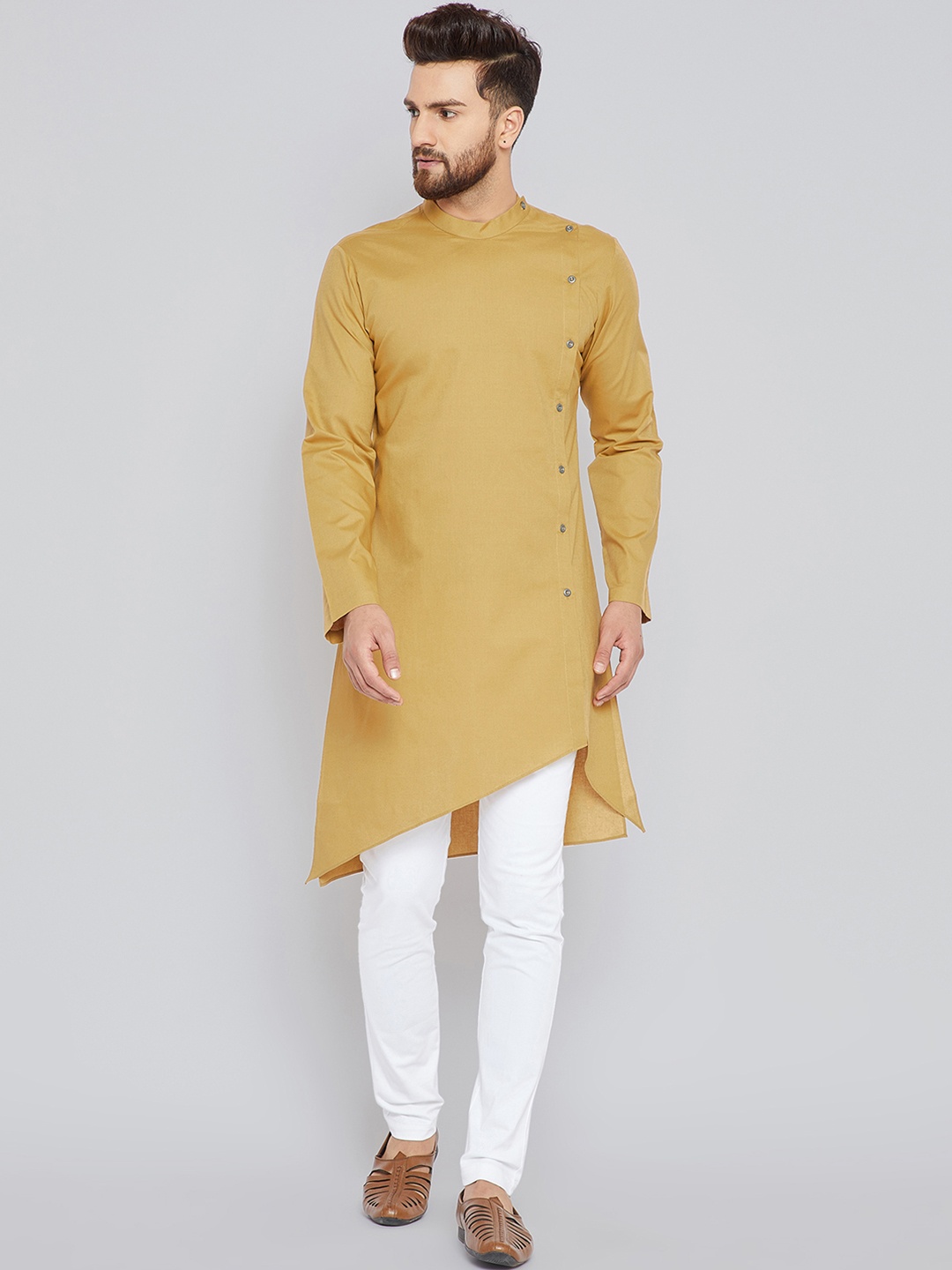 

See Designs Men Khaki Solid Straight Kurta