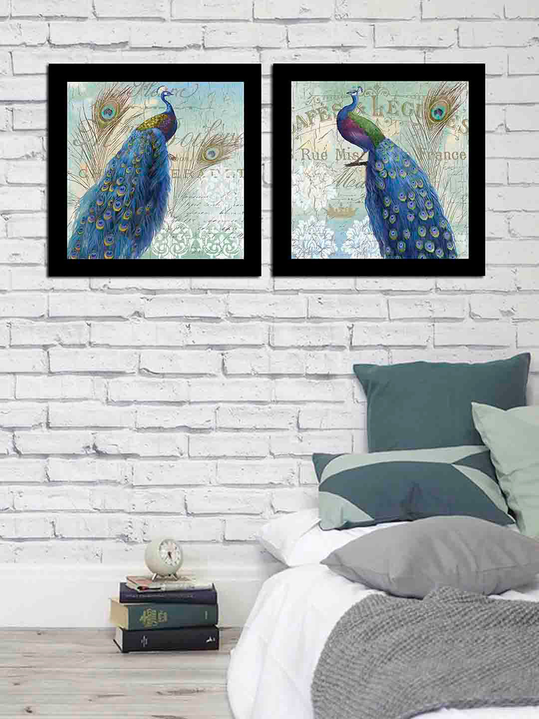 

Art Street Set of 2 Blue Peacock Wall Paintings