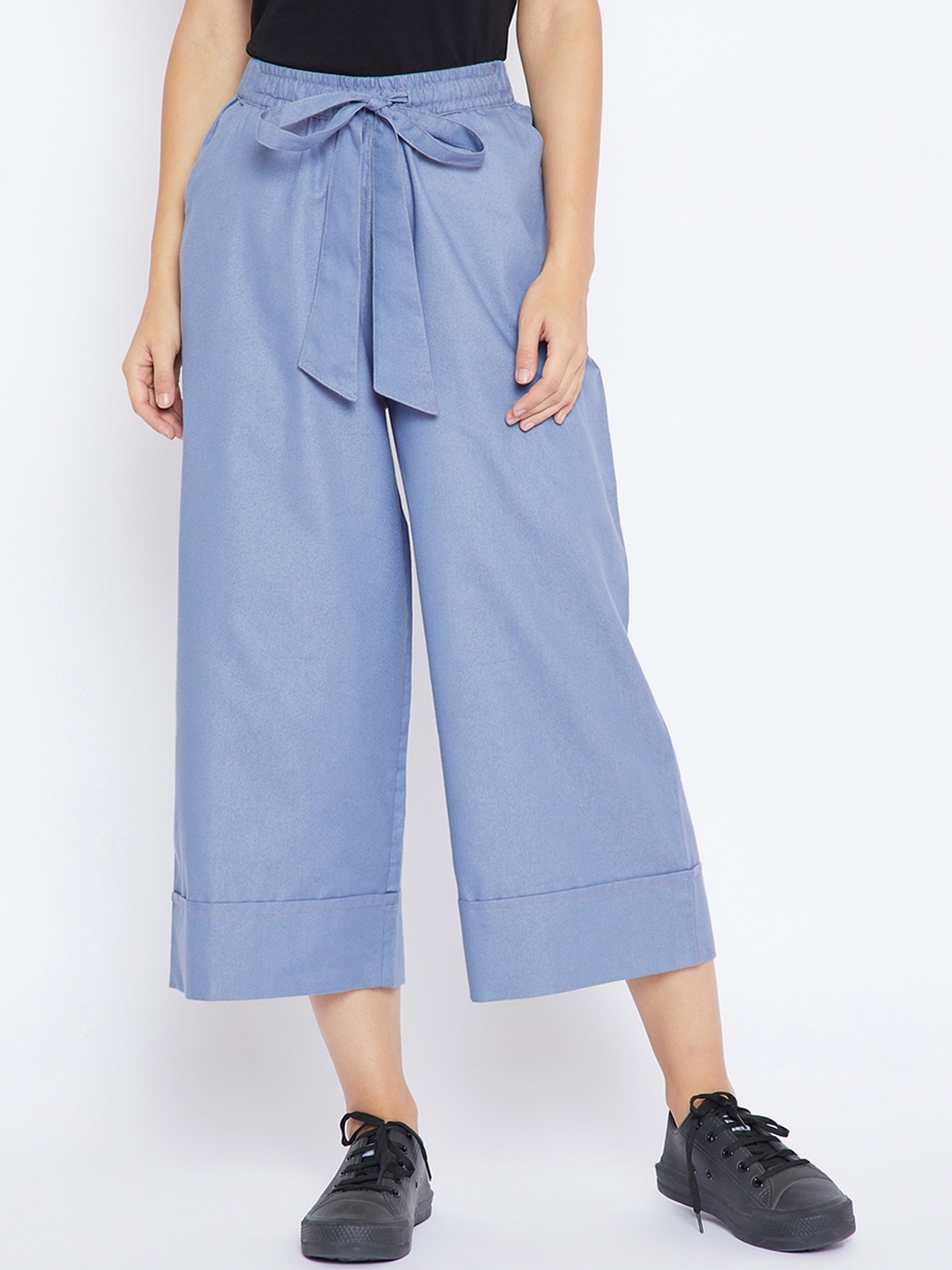 

Zastraa Women Blue Regular Fit Solid Culottes