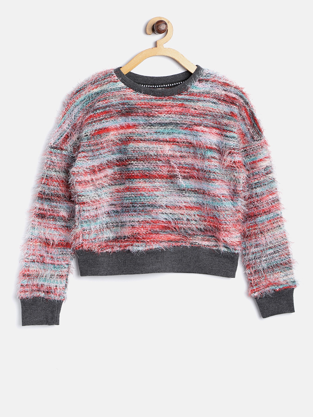 

Lee Cooper Girls Red & Blue Striped Fuzzy Pullover