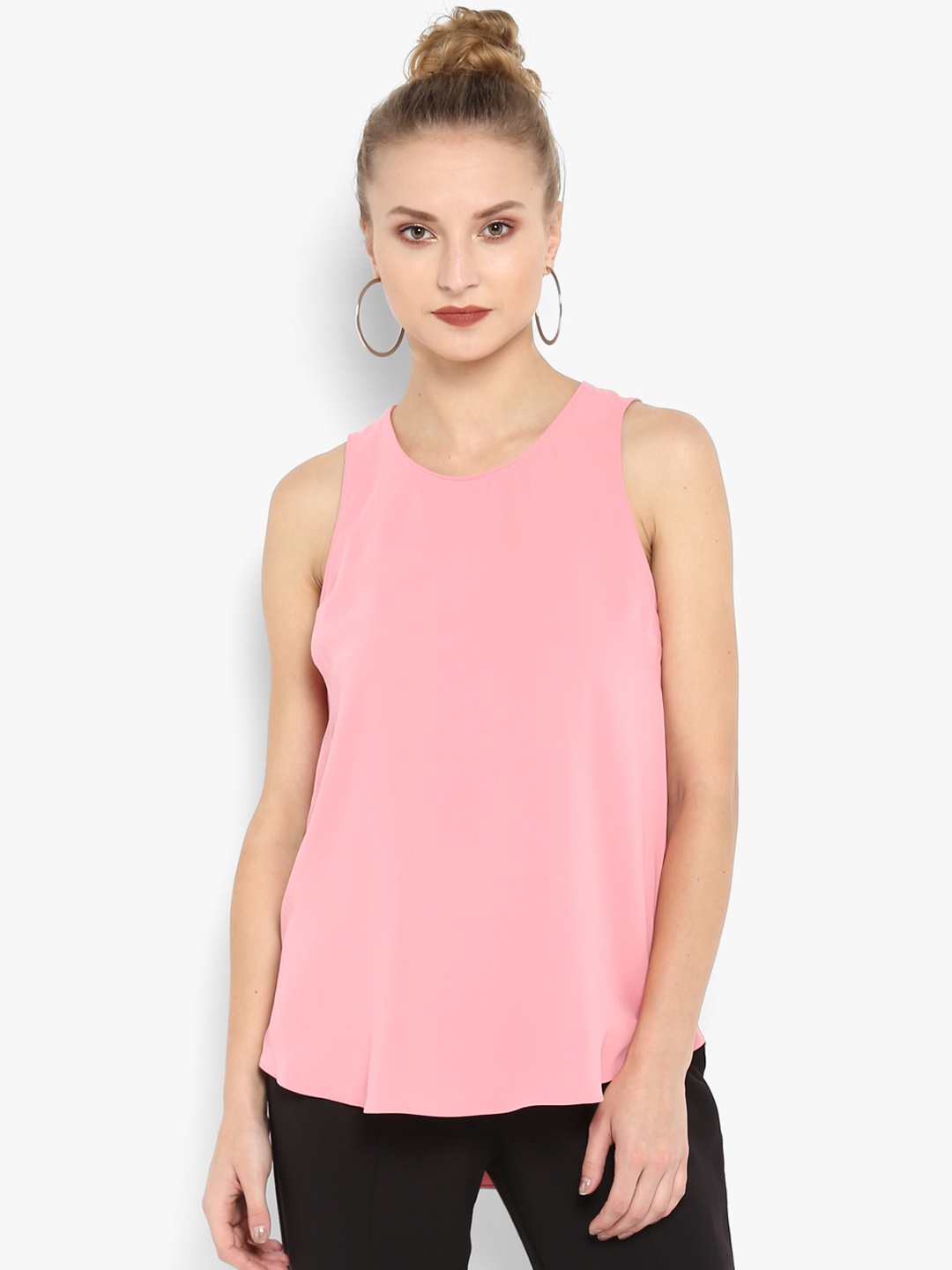 

Forever New Women Pink Solid High-Low Top