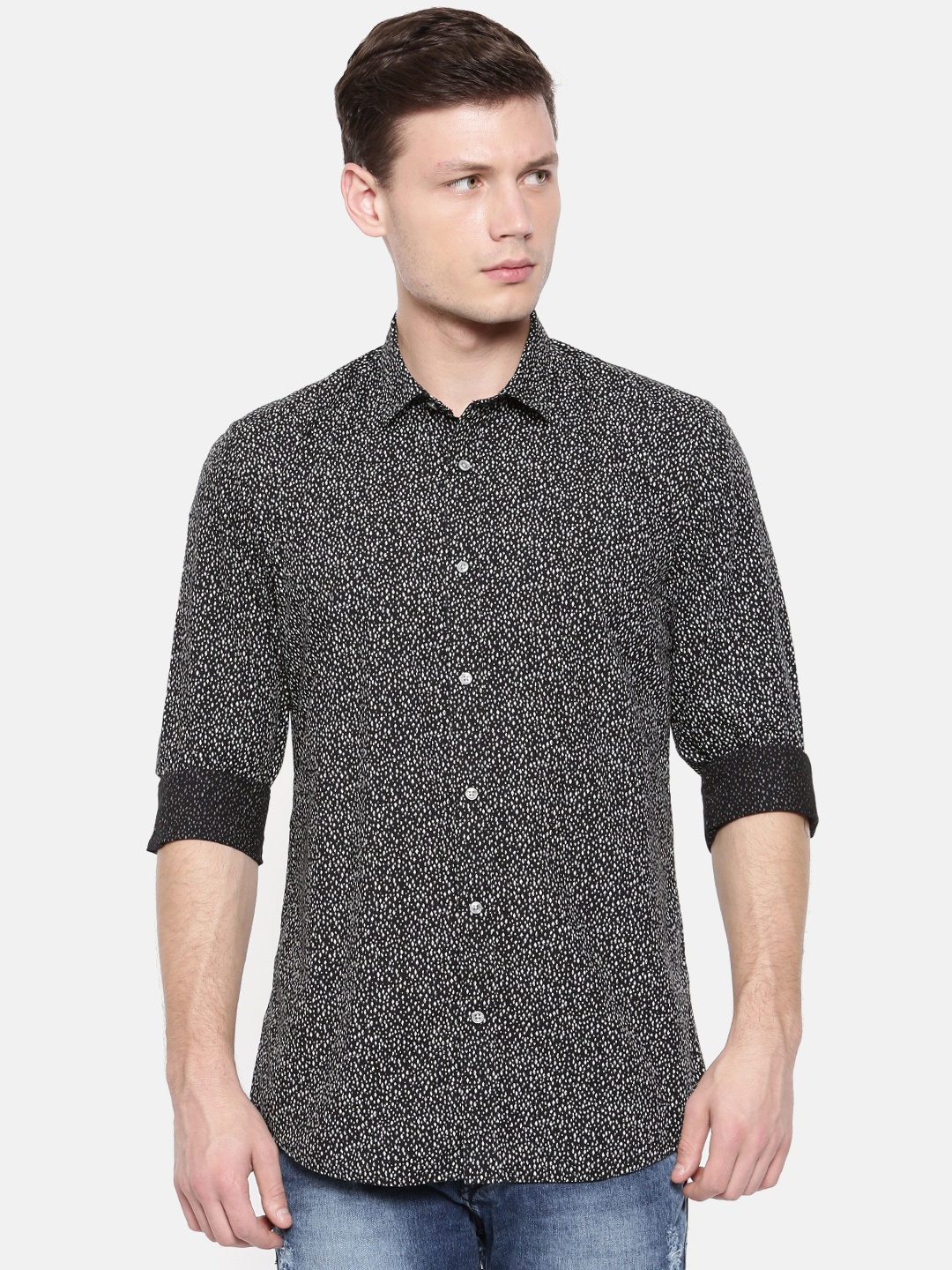 

Jack & Jones Men Black Slim Fit Printed Casual Shirt