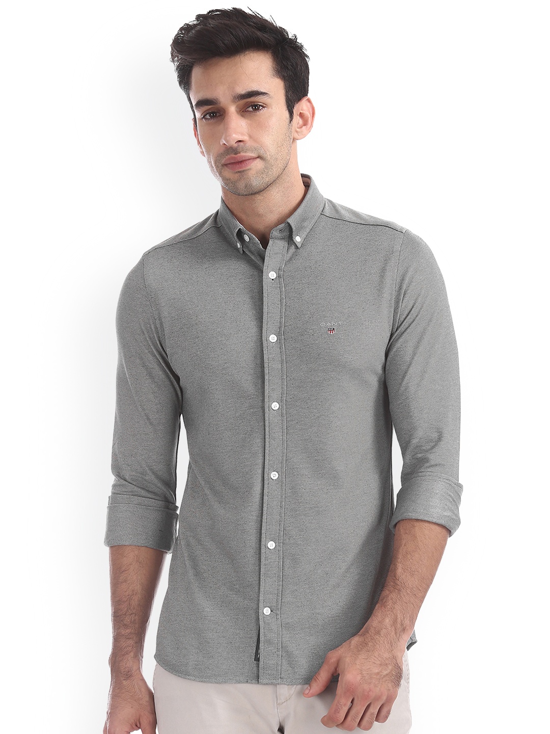 

GANT Men Grey Regular Fit Solid Casual Shirt