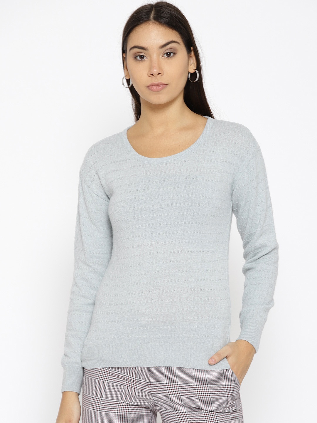 

Species Women Grey Self Design Pullover