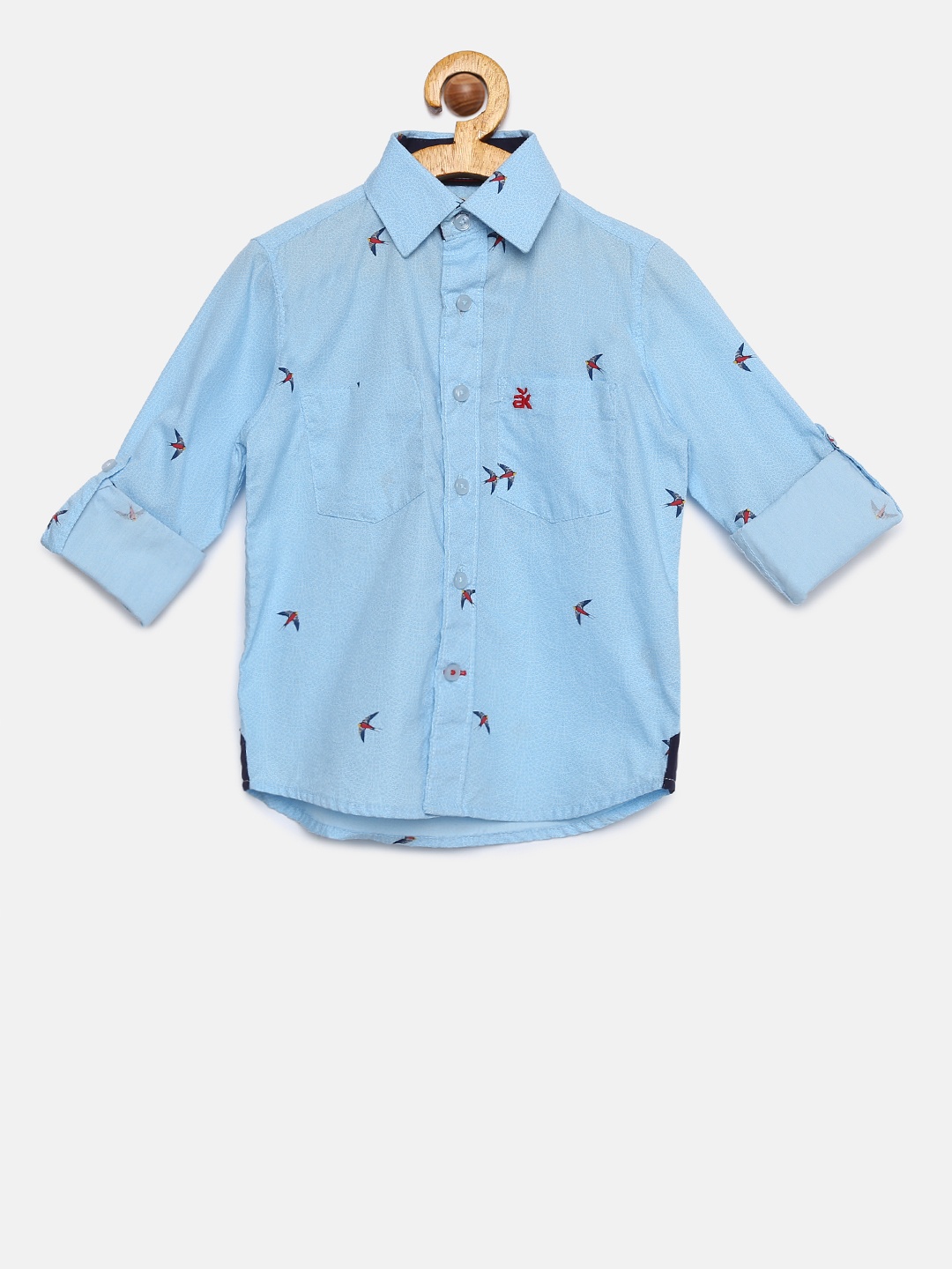 

Adams kids Boys Blue Regular Fit Printed Casual Shirt