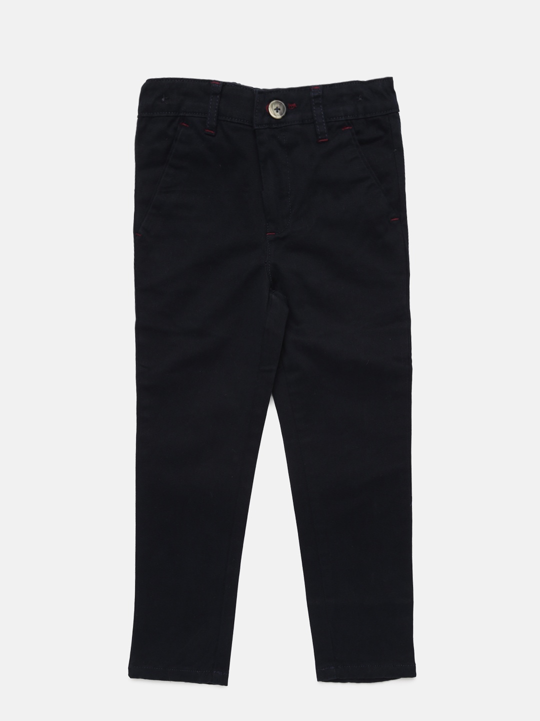 

Adams kids Boys Navy Blue Regular Fit Solid Chinos