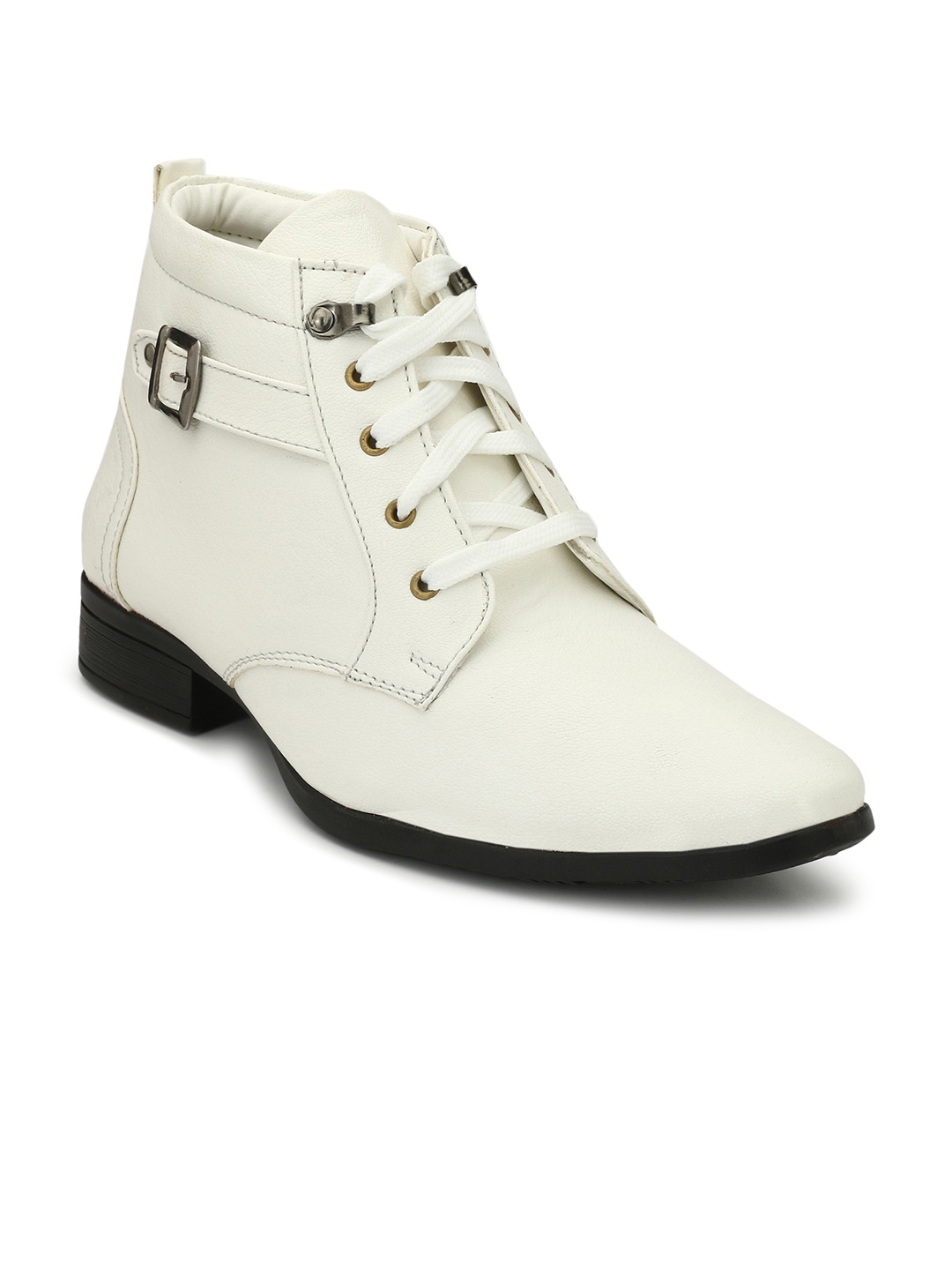 

Eego Italy Men White Solid Mid-Top Flat Boots