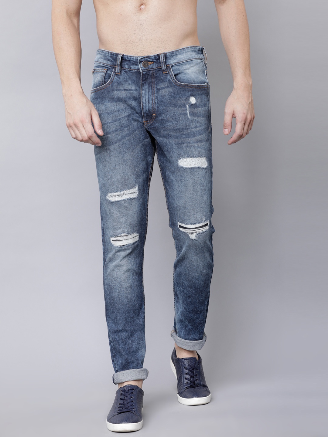 

HIGHLANDER Men Blue Slim Fit Mid-Rise Mildly Distressed Stretchable Jeans