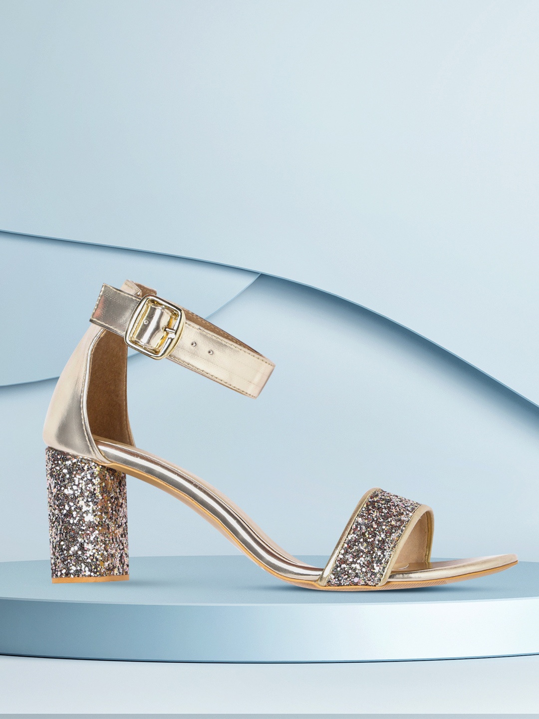 

20Dresses Women Gold-Toned Sequinned Block Heels