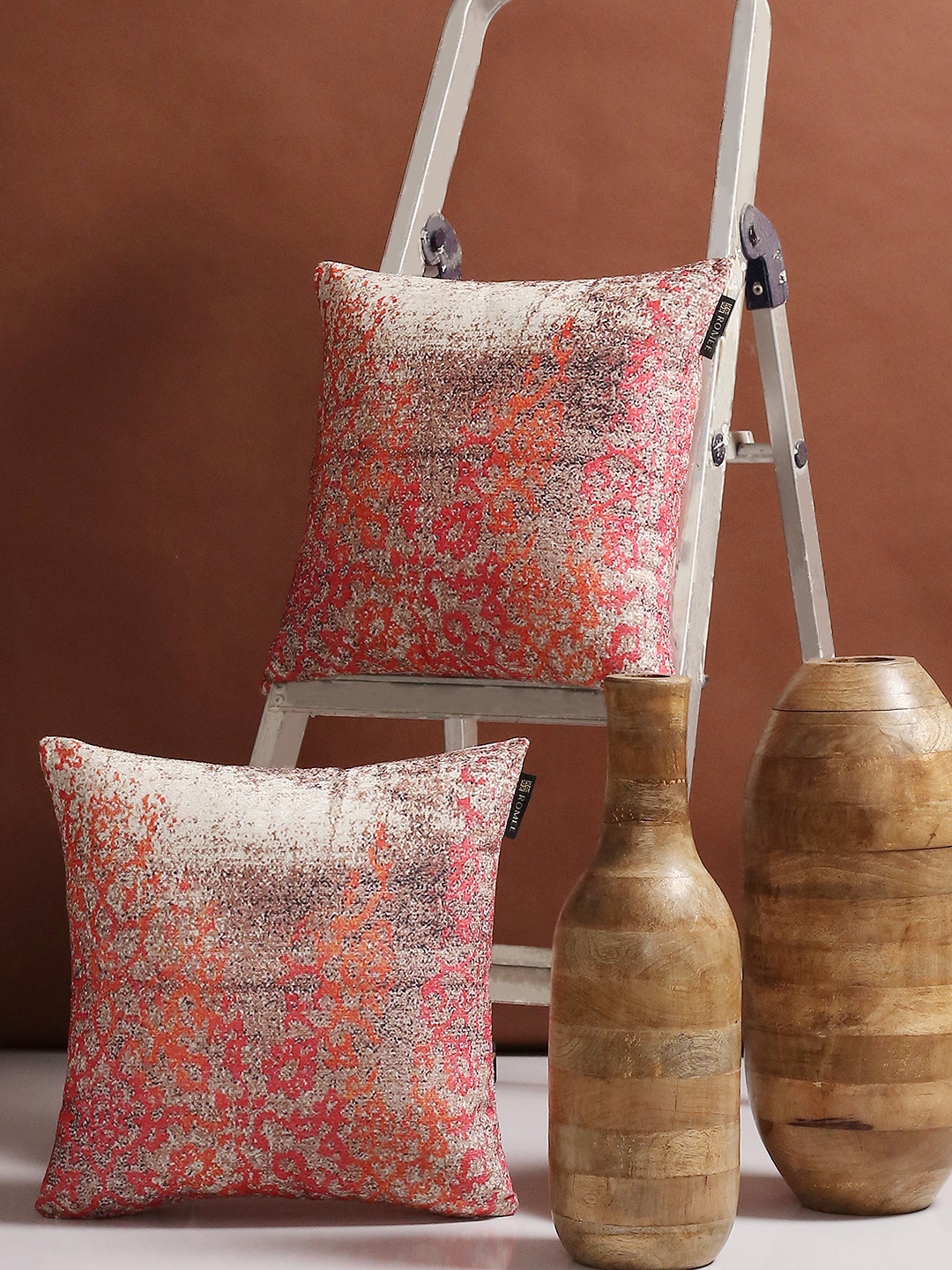

ROMEE Multicoloured Set of 2 Ethnic Motifs 40.6 cm x 40.6 cm Square Cushion Covers, Multi