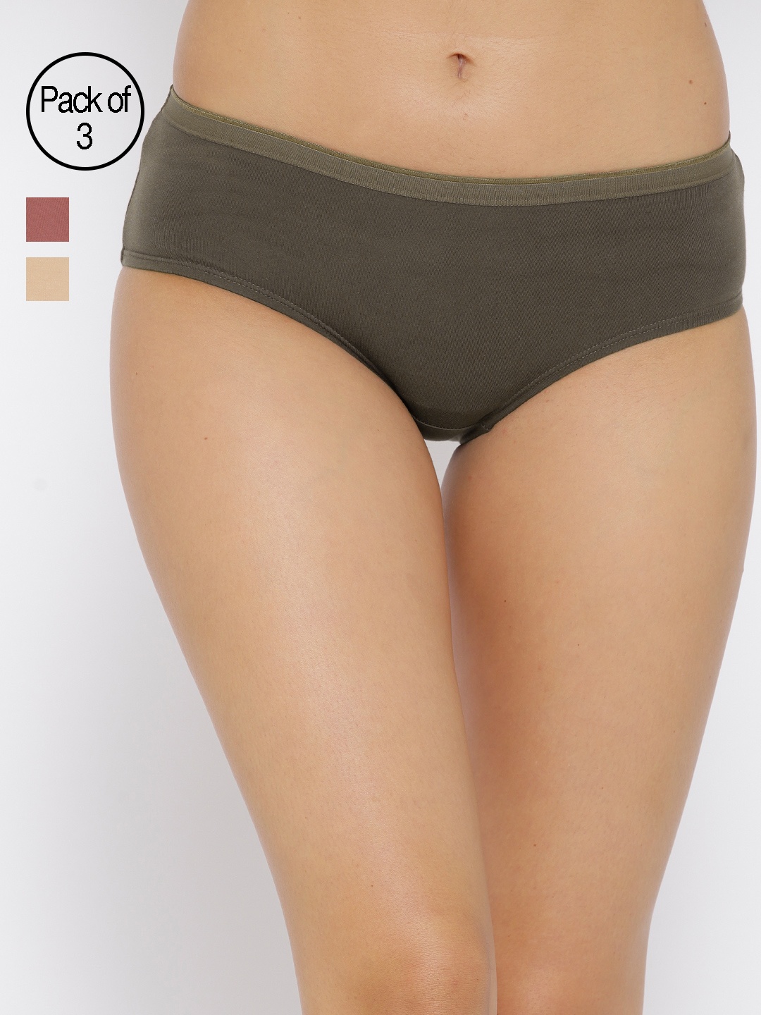

Clovia Women Pack of 3 Mid-Rise Hipster Briefs PNC259830XL, Olive