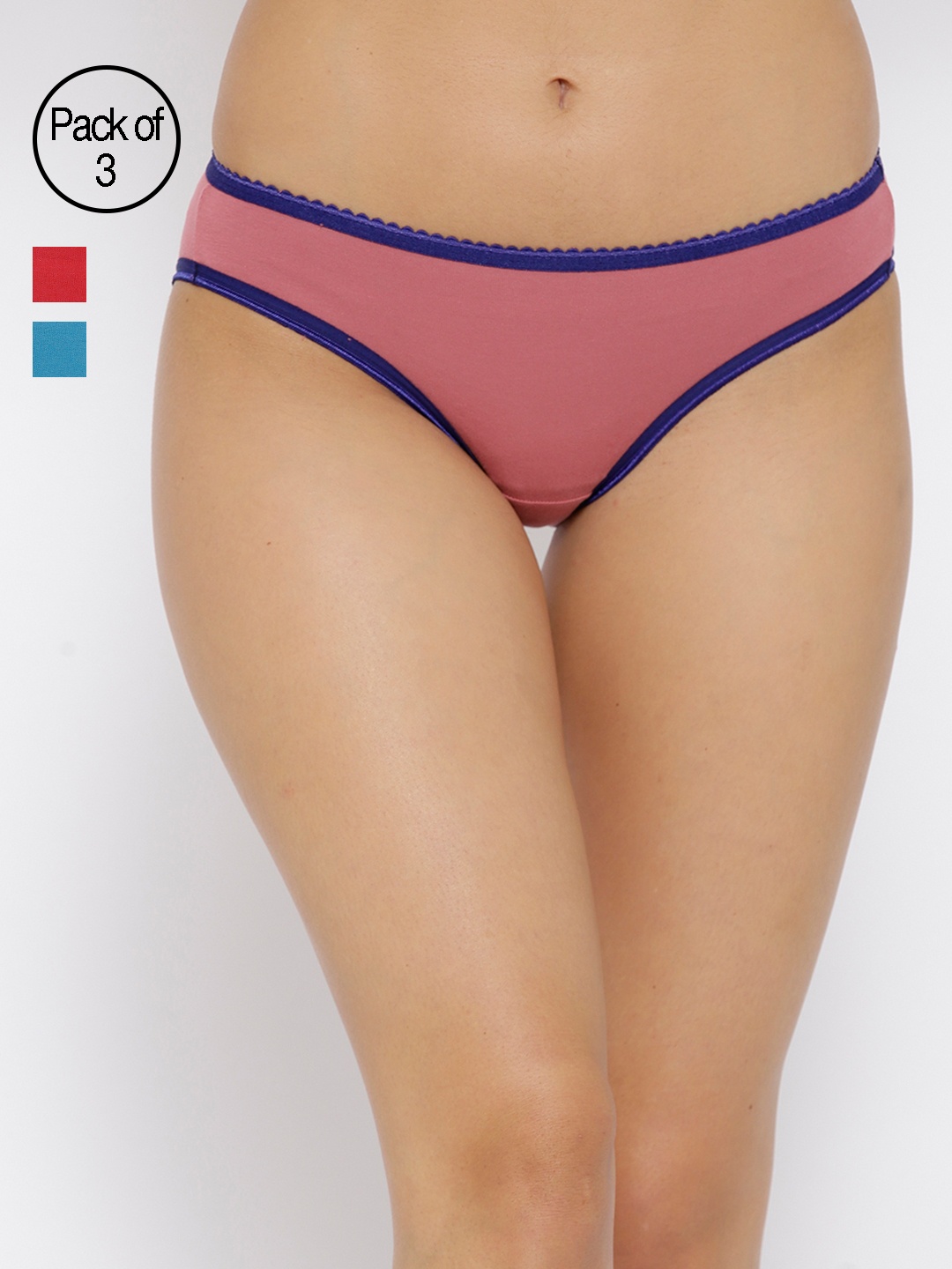 

Clovia Women Pack of 3 Low-Rise Bikini Briefs PNC706C30XXL, Pink