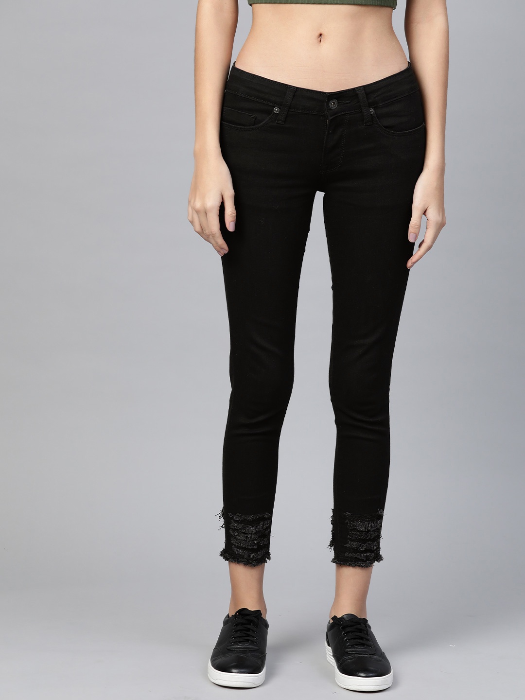 

Pepe Jeans Women Black Regular Fit Mid-Rise Mildly Distressed Stretchable Jeans
