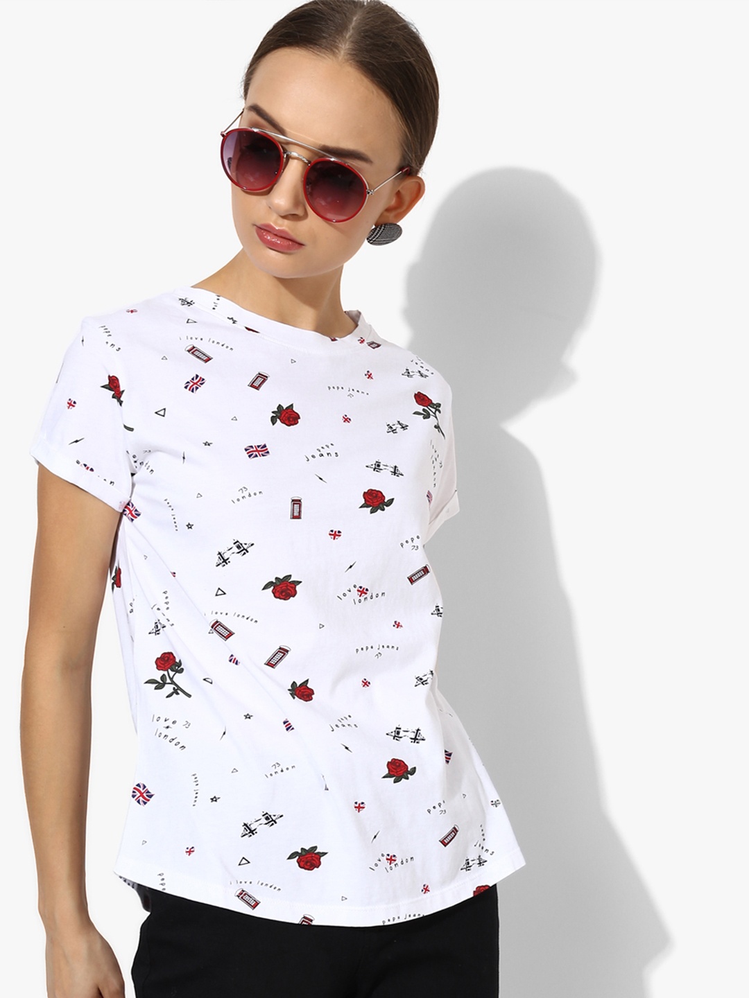 

Pepe Jeans Women White Printed Round Neck T-shirt