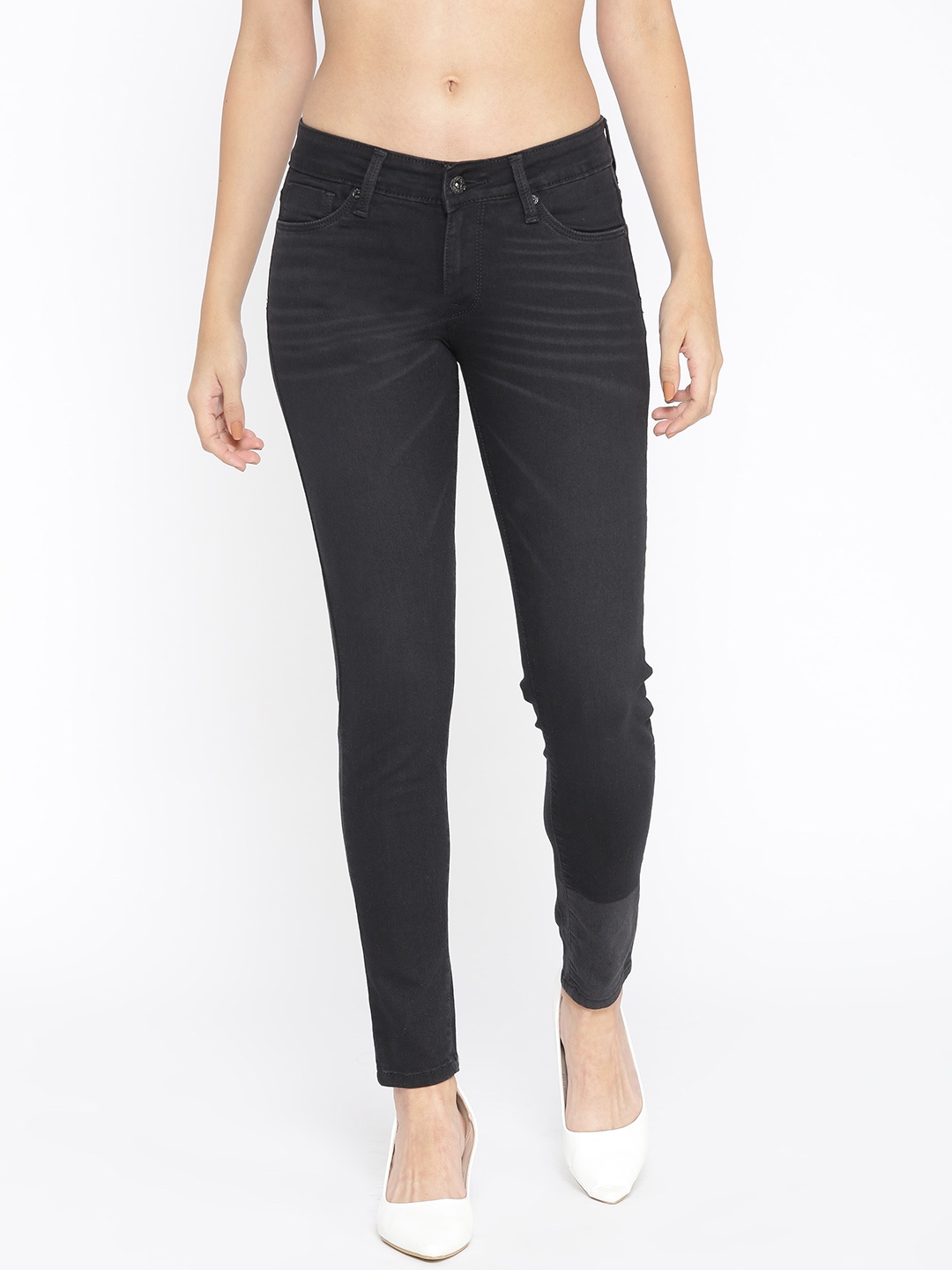 

Pepe Jeans Women Black Slim Fit Mid-Rise Clean Look Stretchable Jeans
