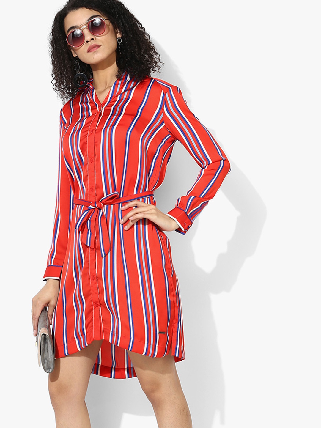 

Pepe Jeans Orange & Blue Striped Shirt Dress