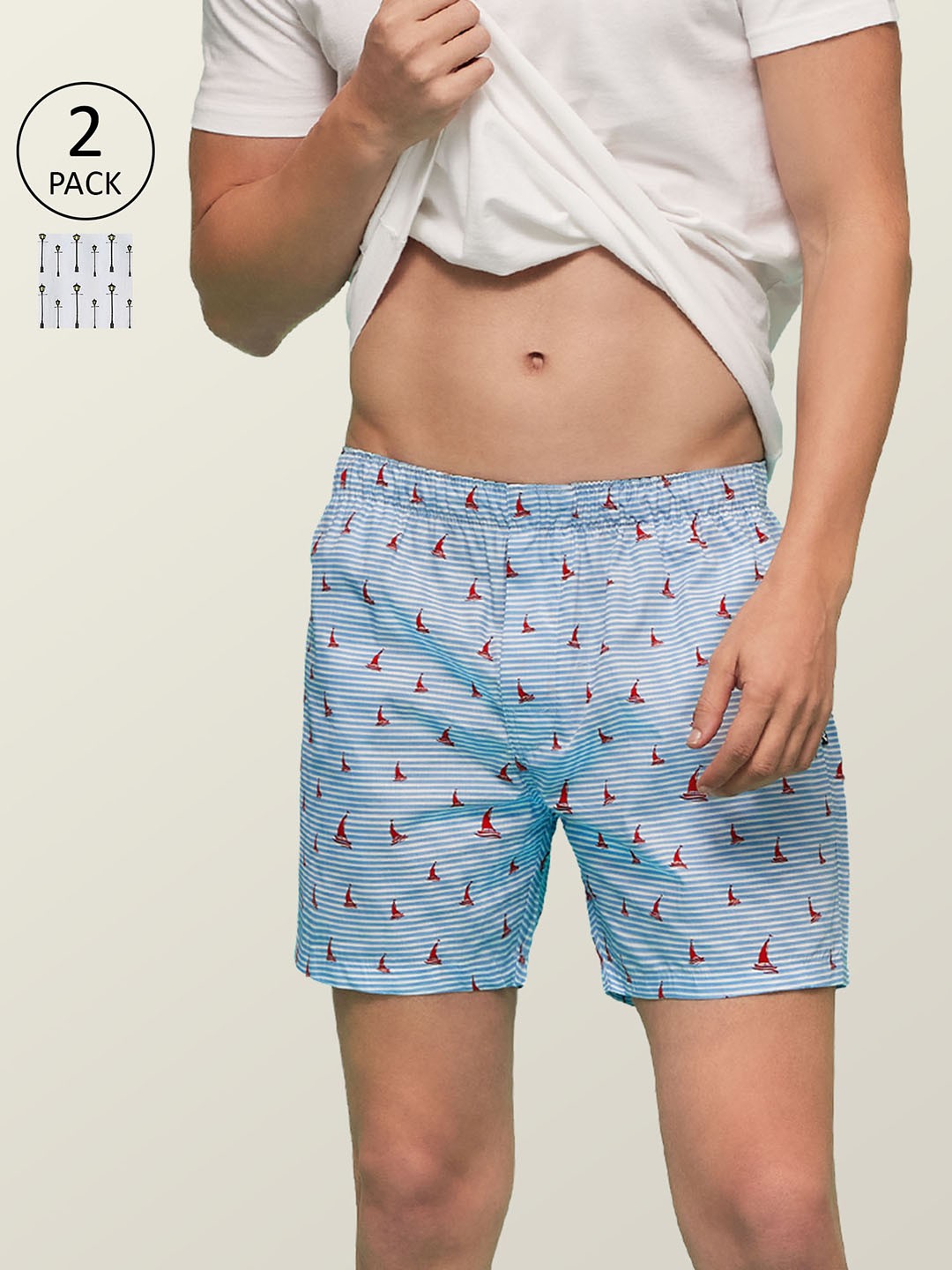 

XYXX Men Super Combed Cotton Printed Pack of 2 Remix Boxer XYBOX2PCKN84, White