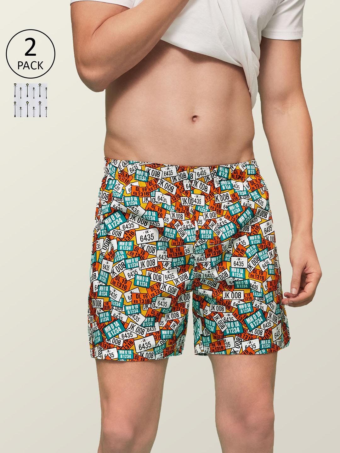 

XYXX Men Super Combed Cotton Printed Pack of 2 Remix Boxer XYBOX2PCKN85, White