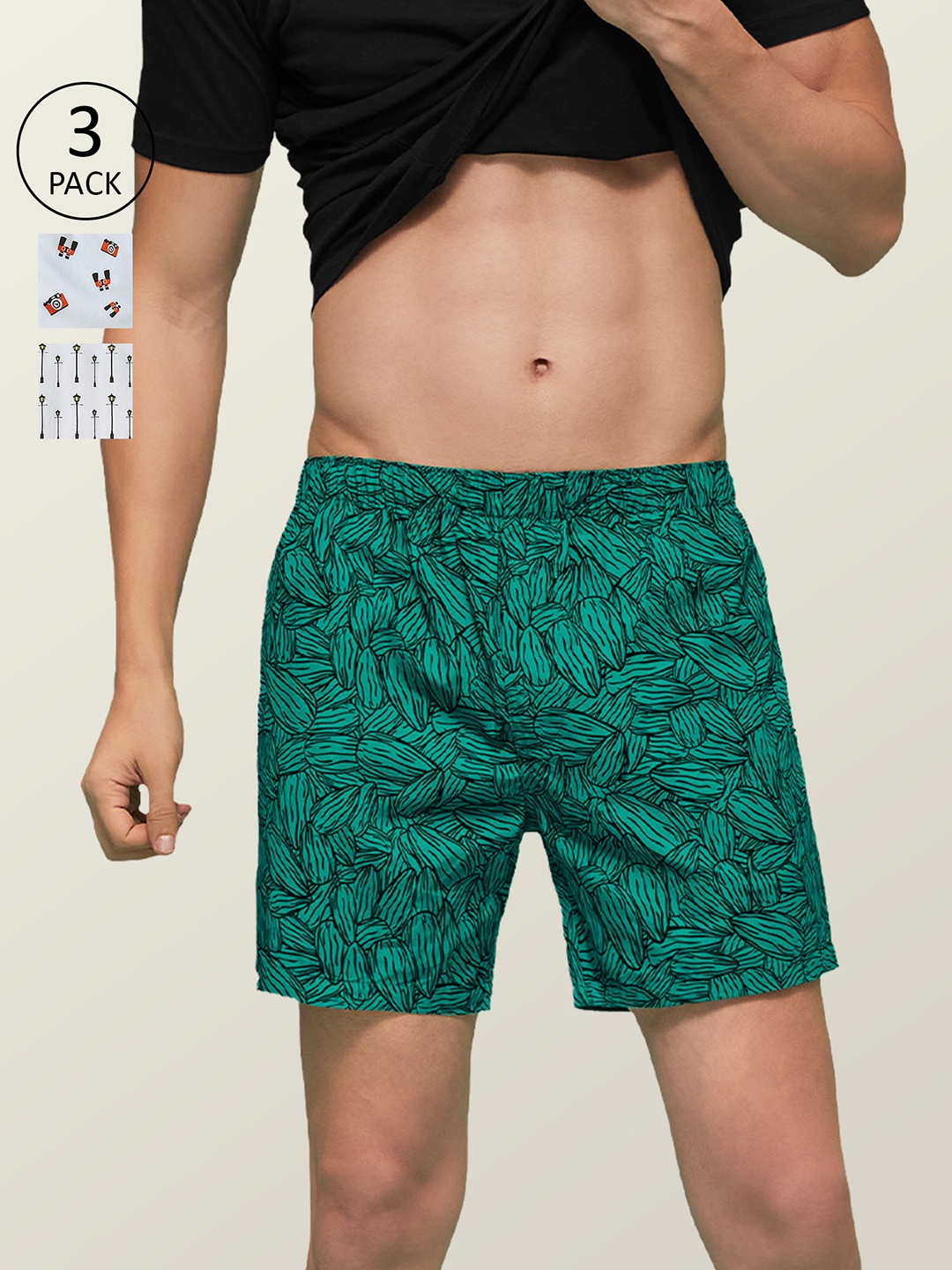 

XYXX Men Super Combed Cotton Printed Pack of 3 Remix Boxer XYBOX3PCKN57, White