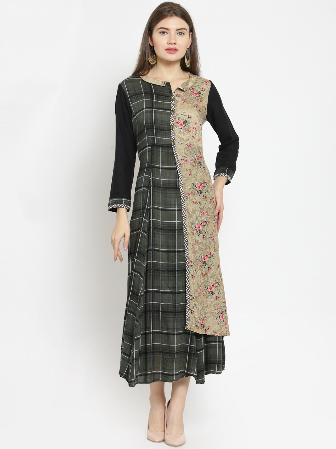 

Kvsfab Women Multicoloured Printed A-Line Kurta, Multi