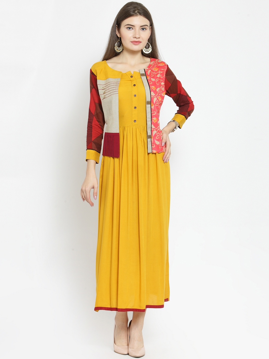 

Kvsfab Women Multicoloured Printed A-Line Kurta, Multi