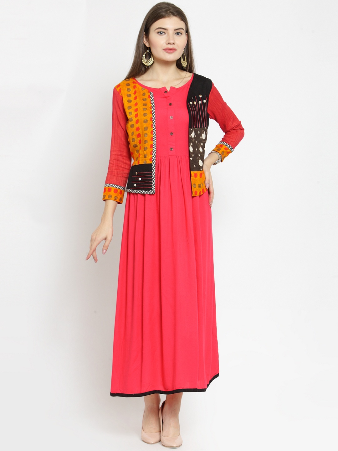

Kvsfab Women Pink Solid Maxi Dress