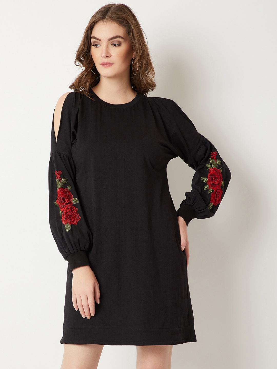 

Miss Chase Women Black Printed Sheath Dress