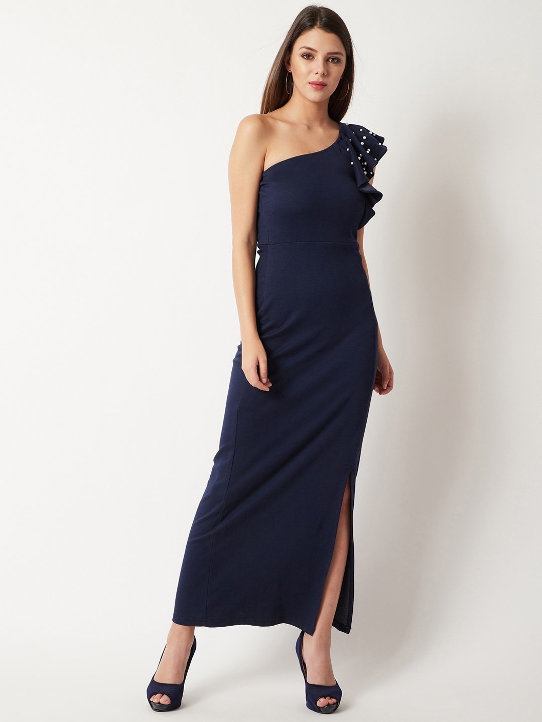 

Miss Chase Women Navy Blue Embellished Maxi Dress