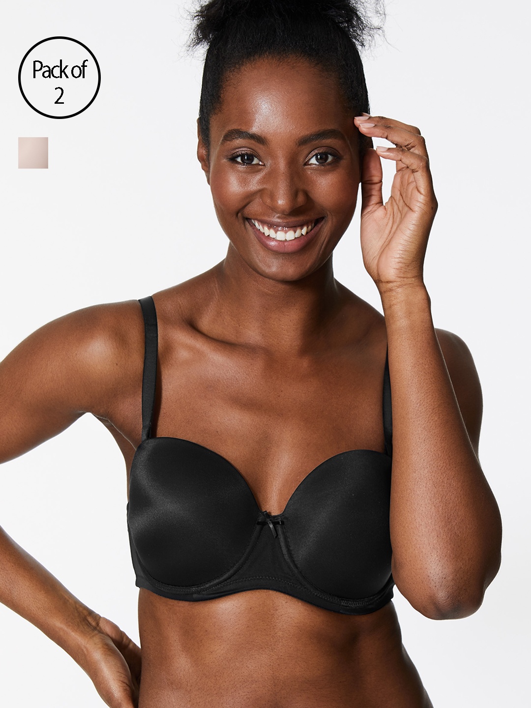 

Marks & Spencer Pack of 2 Underwired Non Padded Everyday Bras T332964, Black
