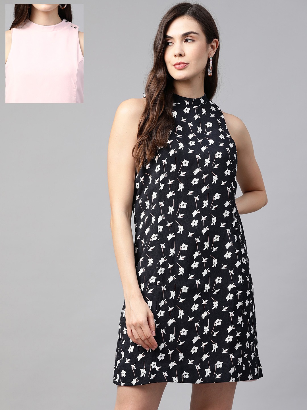 

Allen Solly Pink & Navy Blue Reversible Shift Dress