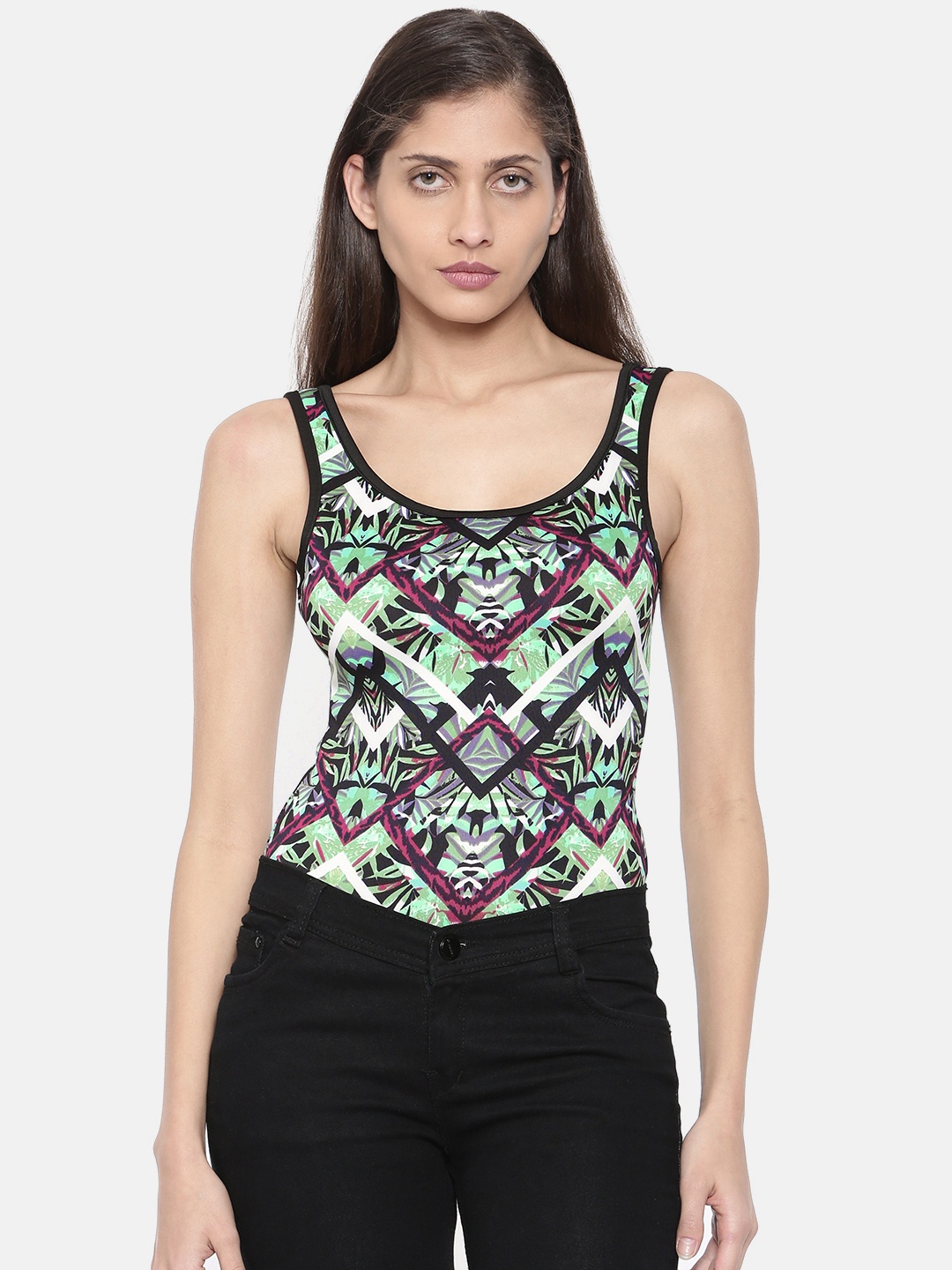 

pink woman Women Multicoloured Printed Top, Multi