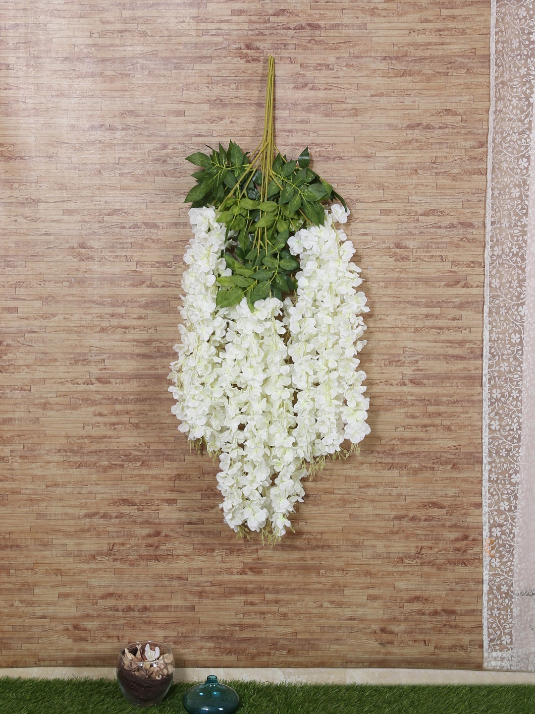 

Fourwalls Set Of 6 White Artificial Hanging Orchid Flower