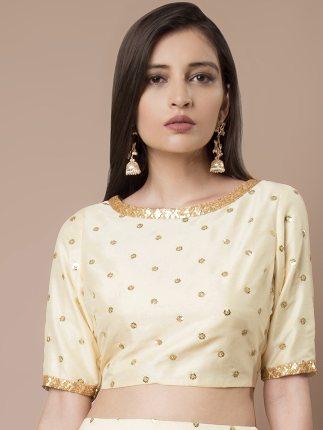 

INDYA Women Off-White Embellished Top