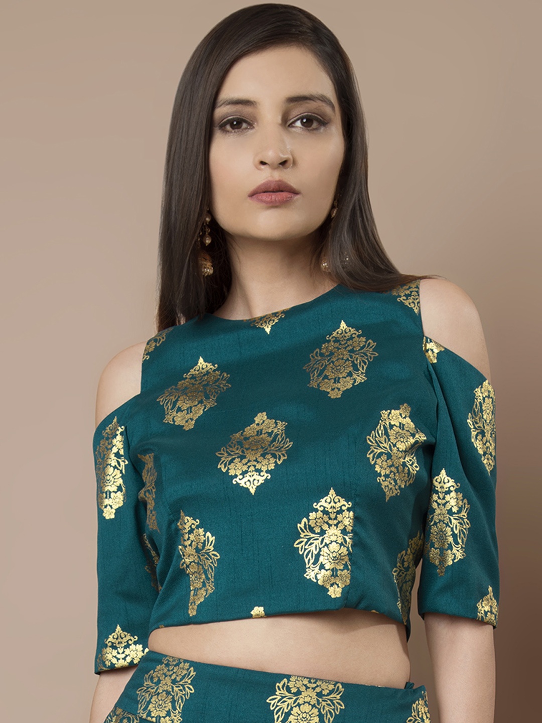 

INDYA Women Blue Printed Top