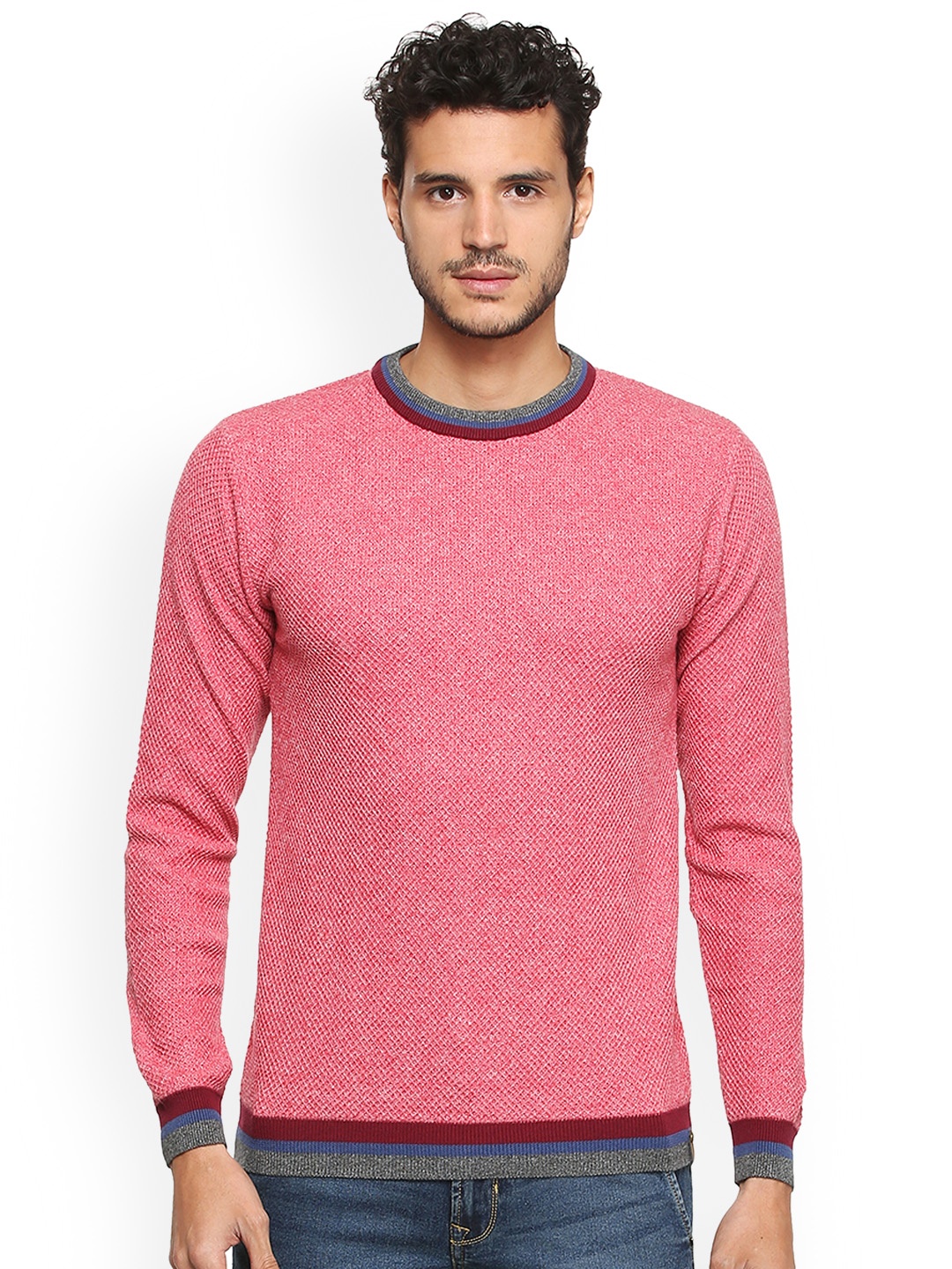 

Peter England Men Pink Solid Pullover