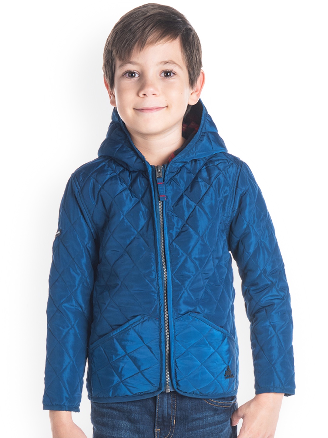 

Cherry Crumble Unisex Kids Blue Solid Quilted Jacket