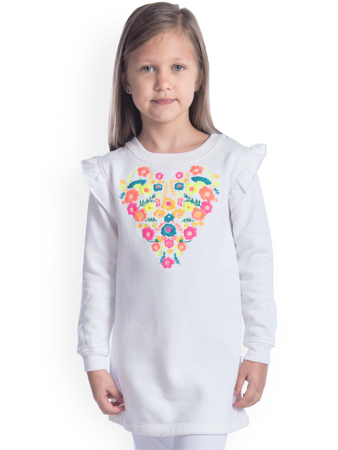 

Cherry Crumble Girls White Printed T-shirt Dress