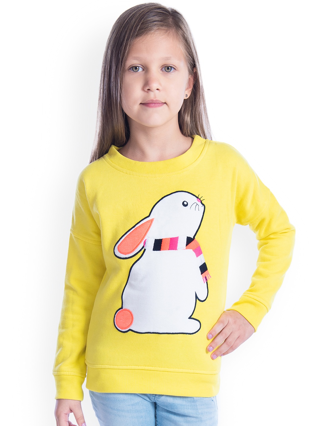 

Cherry Crumble Girls Yellow Printed Sweatshirt