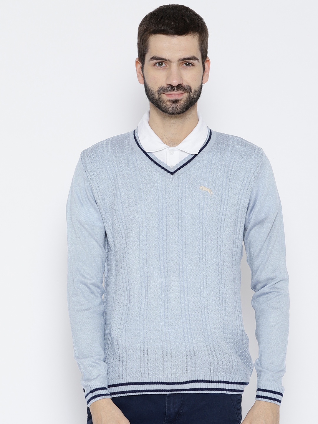 

JUMP USA Men Blue Cable Knit Sweater