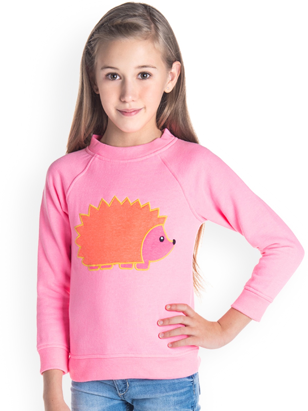 

Cherry Crumble Girls Pink Self Design Sweatshirt