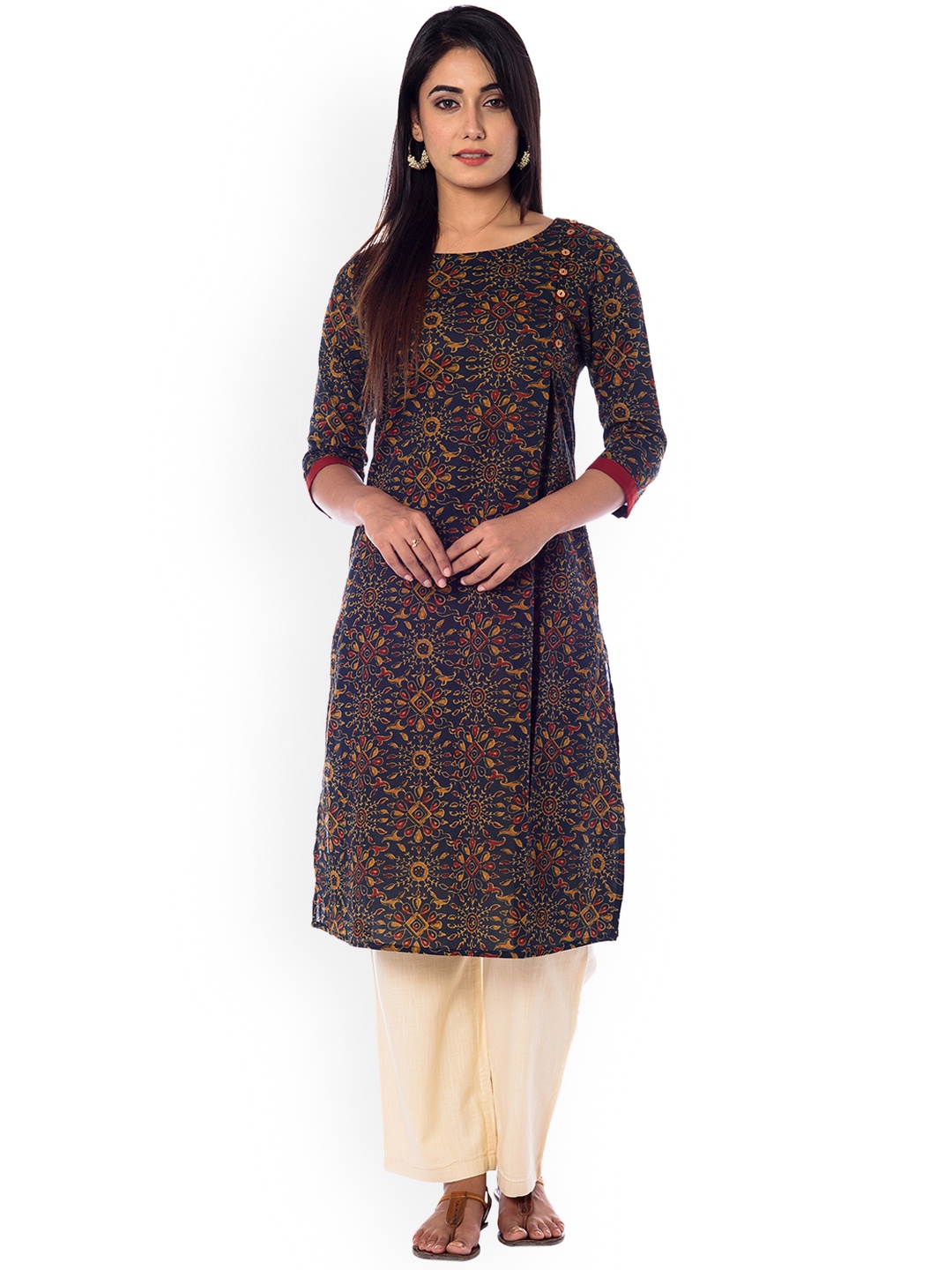 

anayna Women Blue Printed A-Line Kurta