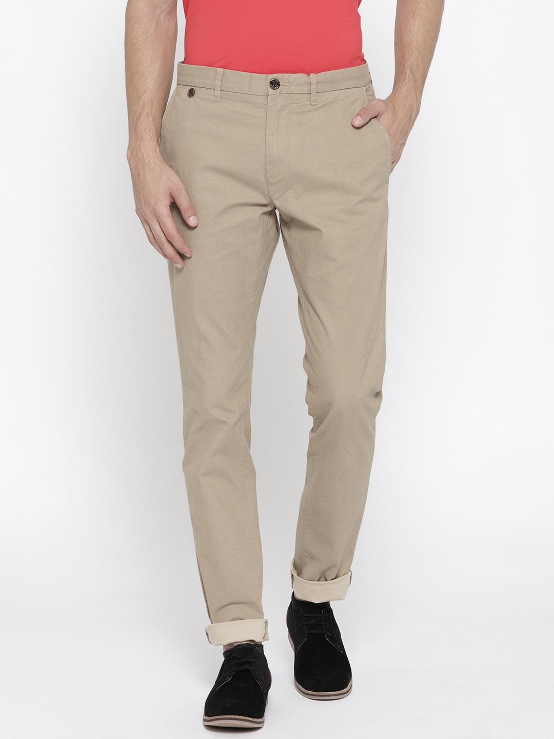 

Tommy Hilfiger Men Beige Straight Fit Printed Chinos