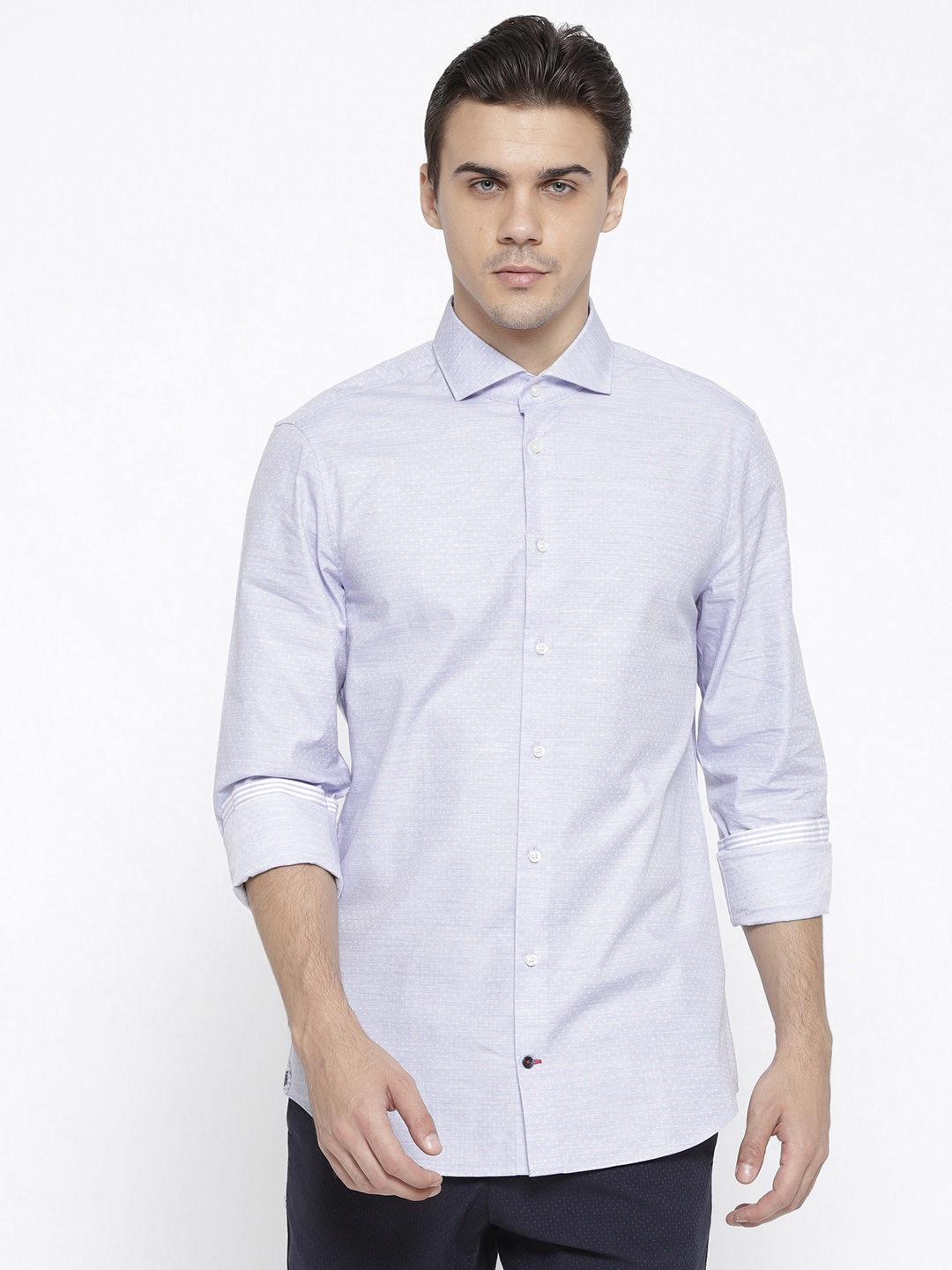 

Tommy Hilfiger Men Blue Slim Fit Self-Design Casual Shirt