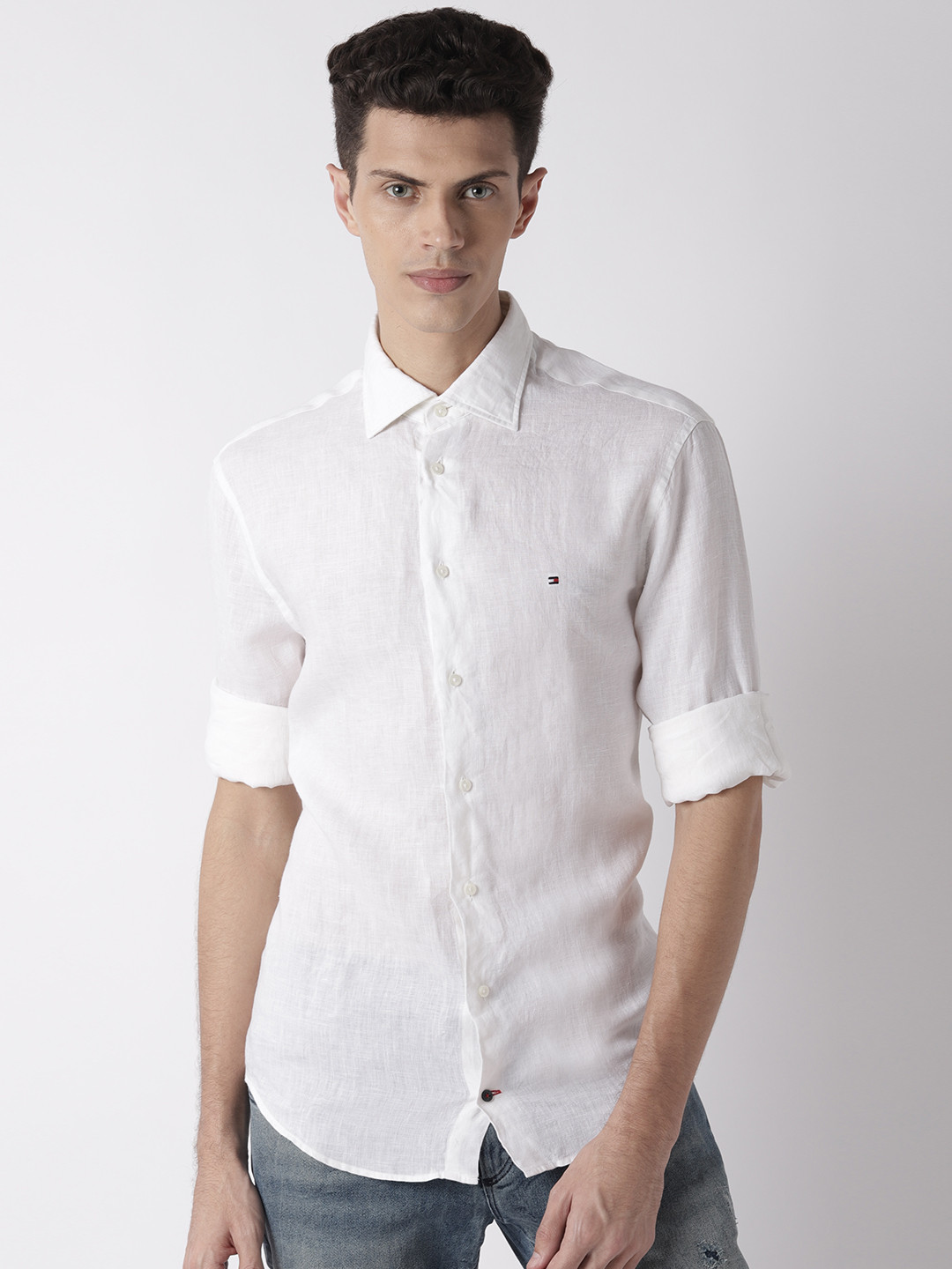 

Tommy Hilfiger Men White Regular Fit Solid Casual Shirt