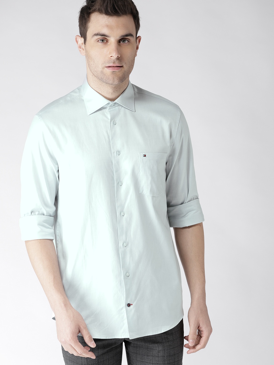 

Tommy Hilfiger Men Mint Green Regular Fit Solid Casual Shirt