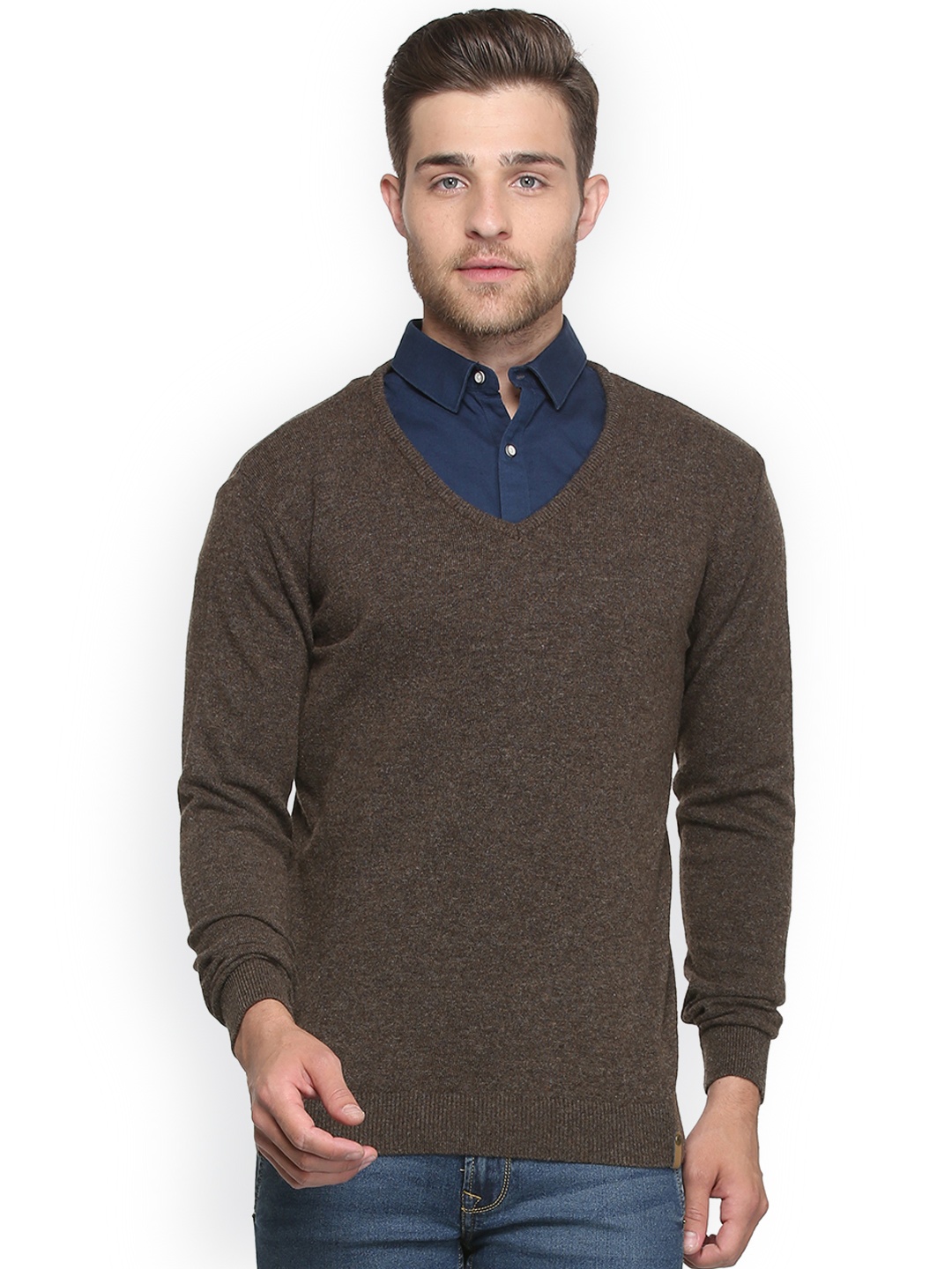 

Peter England Casuals Men Brown Solid Pullover