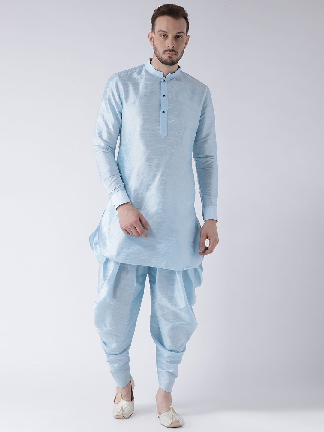 

DEYANN Men Blue Solid Kurta with Dhoti Pants