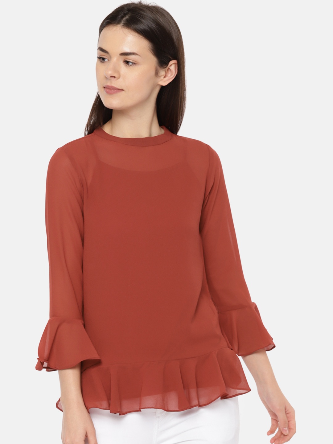 

AND Women Rust Red Solid Top