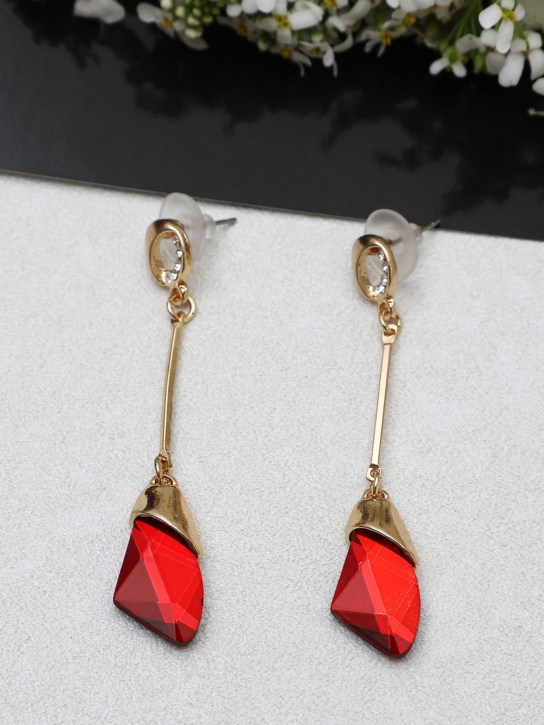 

Shining Diva Fashion Gold-Toned Red Contemporary Drop Earrings